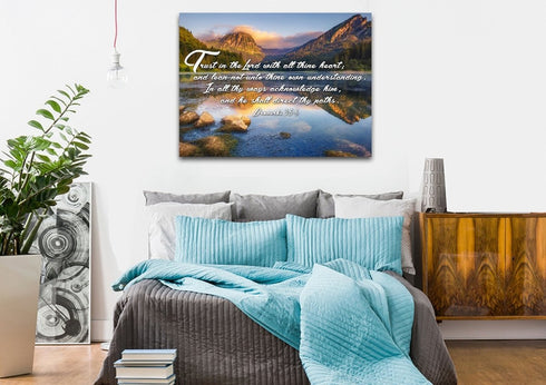 Proverbs 3:5-6 #9 KJV 'Trust in the Lord' Christian Scripture Wall Art Canvas