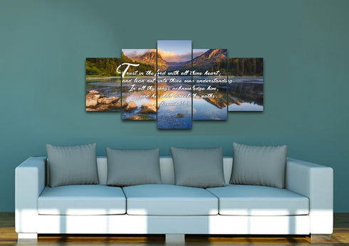 Proverbs 3:5-6 #9 KJV 'Trust in the Lord' Christian Scripture Wall Art Canvas