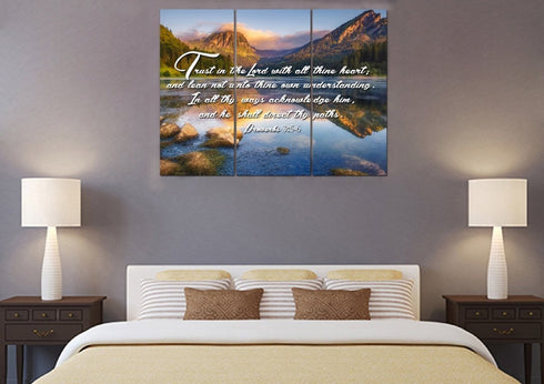 Proverbs 3:5-6 #9 KJV 'Trust in the Lord' Christian Scripture Wall Art Canvas