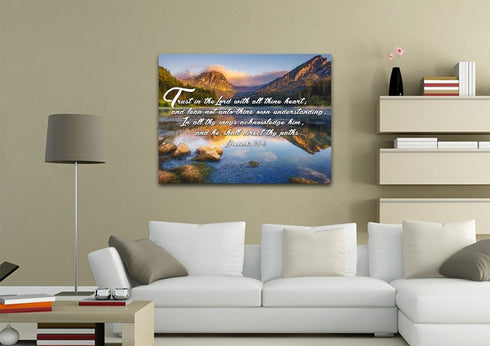 Proverbs 3:5-6 #9 KJV 'Trust in the Lord' Christian Scripture Wall Art Canvas
