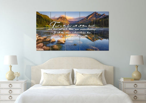 Proverbs 3:5-6 #9 KJV 'Trust in the Lord' Christian Scripture Wall Art Canvas