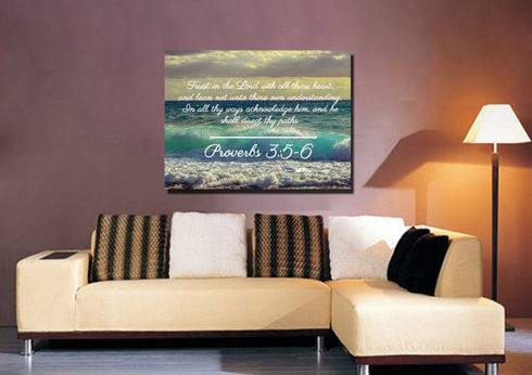Proverbs 3:5-6 KJV #2 Bible Verse Canvas Wall Art