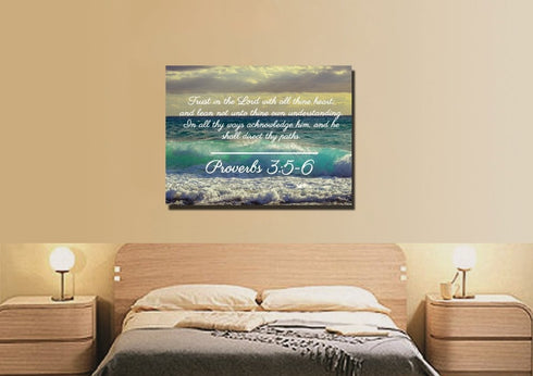 Proverbs 3:5-6 KJV #2 Bible Verse Canvas Wall Art
