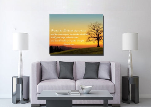 Proverbs 3:5-6 NIV #49 Bible Verse Canvas Wall Art