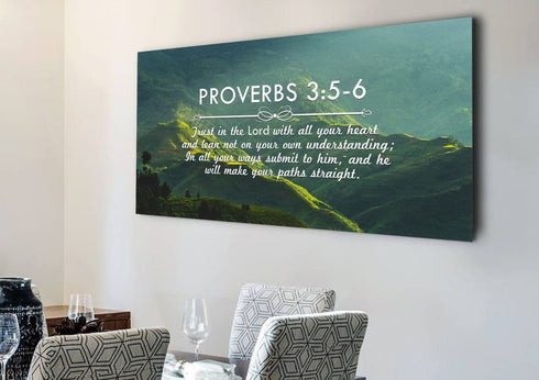 Proverbs 3:5-6 NIV #50 Bible Verse Canvas Wall Art