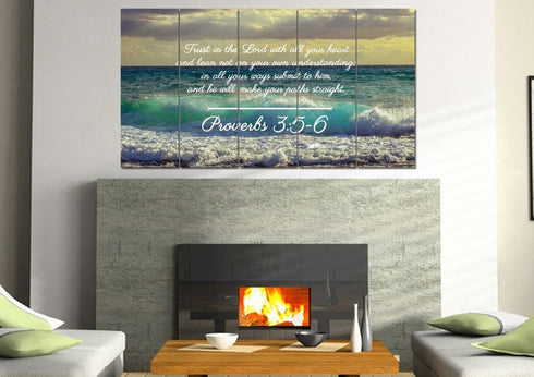 Proverbs 3:5-6 NIV #50 Bible Verse Canvas Wall Art