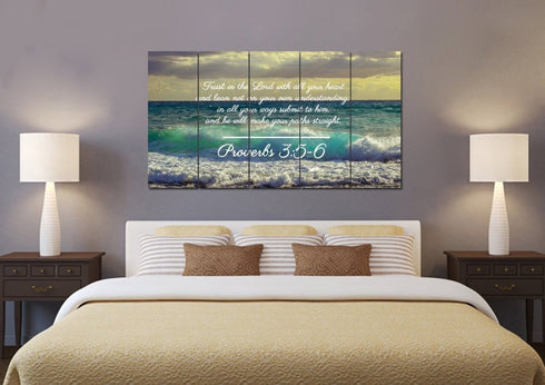 Proverbs 3:5-6 NIV #50 Bible Verse Canvas Wall Art