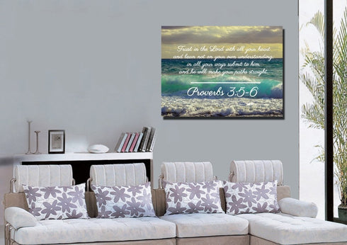 Proverbs 3:5-6 NIV #50 Bible Verse Canvas Wall Art
