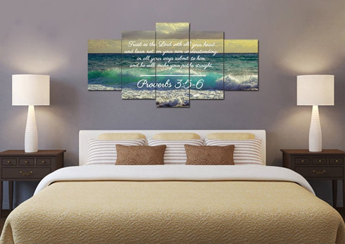 Proverbs 3:5-6 NIV #50 Bible Verse Canvas Wall Art