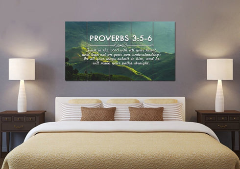 Proverbs 3:5-6 NIV #51 Bible Verse Canvas Wall Art