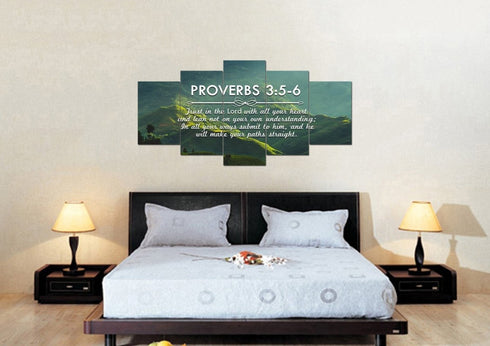 Proverbs 3:5-6 NIV #51 Bible Verse Canvas Wall Art