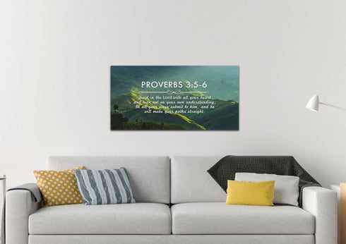 Proverbs 3:5-6 NIV #51 Bible Verse Canvas Wall Art
