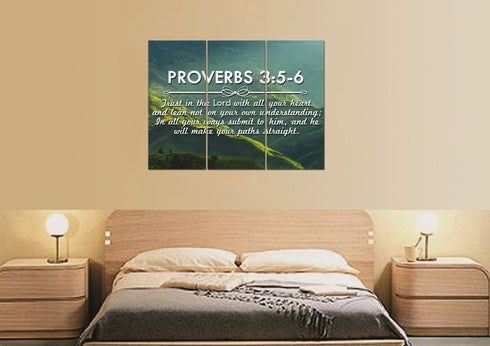 Proverbs 3:5-6 NIV #51 Bible Verse Canvas Wall Art