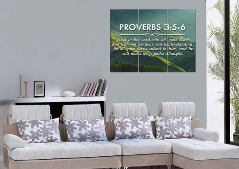 Proverbs 3:5-6 NIV #51 Bible Verse Canvas Wall Art