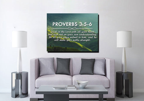 Proverbs 3:5-6 NIV #51 Bible Verse Canvas Wall Art