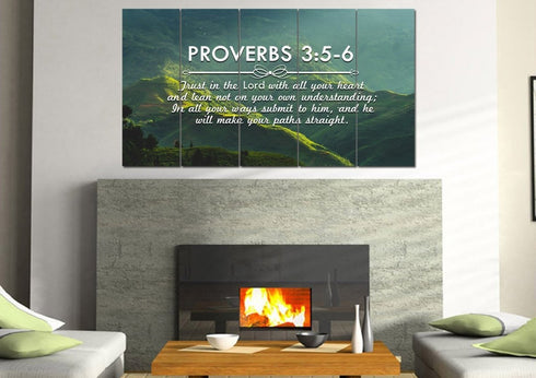 Proverbs 3:5-6 NIV #51 Bible Verse Canvas Wall Art