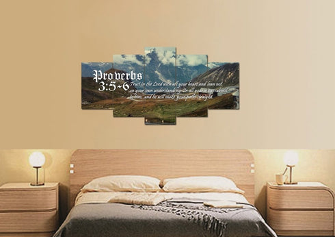 Proverbs 3:5-6 NIV #52 Bible Verse Canvas Wall Art