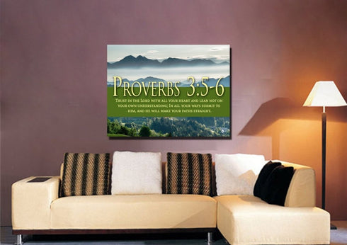 Proverbs 3:5-6 NIV #54 Bible Verse Canvas Wall Art