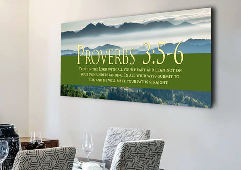 Proverbs 3:5-6 NIV #54 Bible Verse Canvas Wall Art