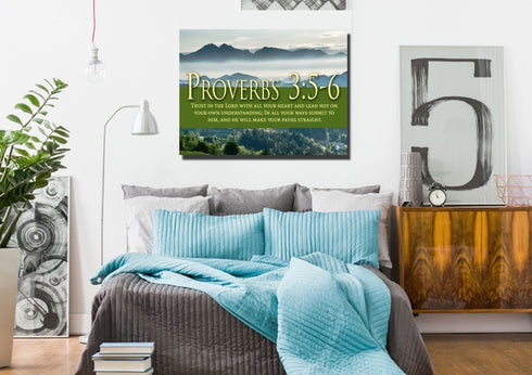 Proverbs 3:5-6 NIV #54 Bible Verse Canvas Wall Art