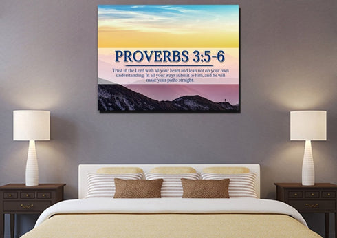 Proverbs 3:5-6 NIV #55 Bible Verse Canvas Wall Art