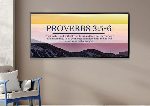 Proverbs 3:5-6 NIV #55 Bible Verse Canvas Wall Art