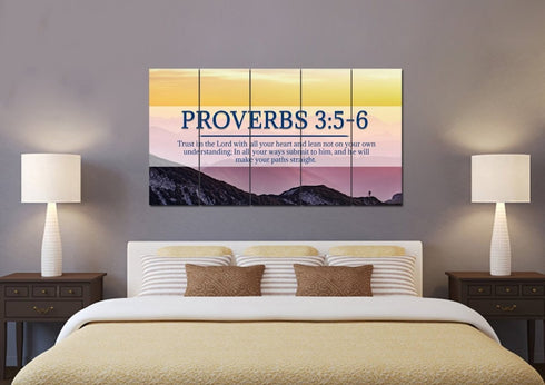 Proverbs 3:5-6 NIV #55 Bible Verse Canvas Wall Art