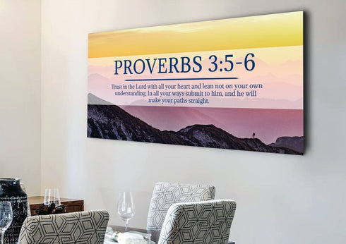 Proverbs 3:5-6 NIV #55 Bible Verse Canvas Wall Art