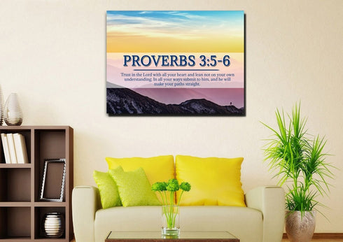 Proverbs 3:5-6 NIV #55 Bible Verse Canvas Wall Art