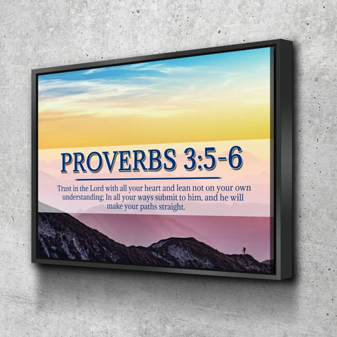 Proverbs 3:5-6 NIV #55 Bible Verse Canvas Wall Art
