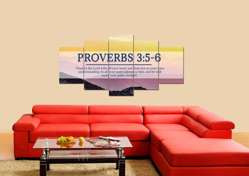 Proverbs 3:5-6 NIV #55 Bible Verse Canvas Wall Art