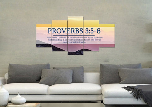 Proverbs 3:5-6 NIV #55 Bible Verse Canvas Wall Art