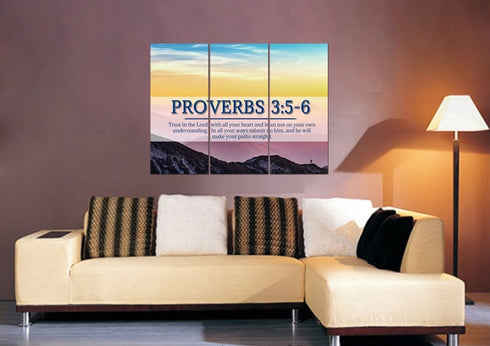 Proverbs 3:5-6 NIV #55 Bible Verse Canvas Wall Art