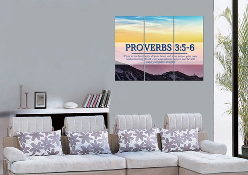 Proverbs 3:5-6 NIV #55 Bible Verse Canvas Wall Art