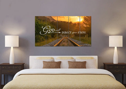 Proverbs 3:6 God will Direct your Steps Bible Verse Canvas Wall Art