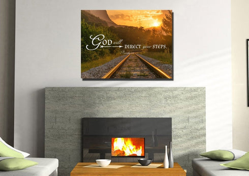 Proverbs 3:6 God will Direct your Steps Bible Verse Canvas Wall Art