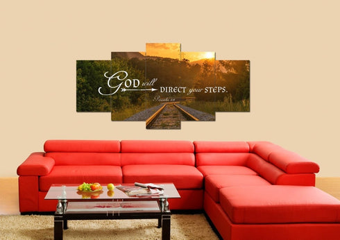 Proverbs 3:6 God will Direct your Steps Bible Verse Canvas Wall Art