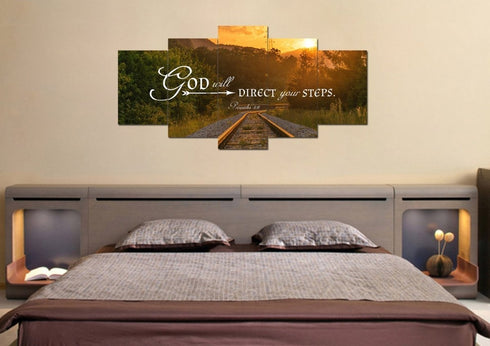 Proverbs 3:6 God will Direct your Steps Bible Verse Canvas Wall Art