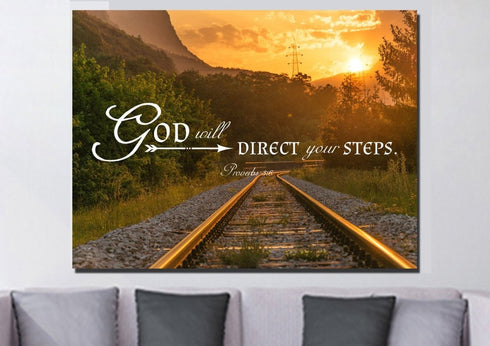 Proverbs 3:6 God will Direct your Steps Bible Verse Canvas Wall Art