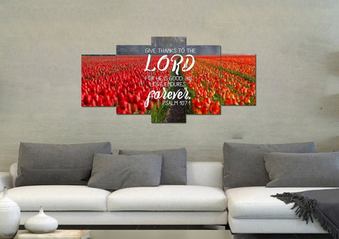 Psalm 107:1 Give Thanks to the Lord Canvas Wall Art Print