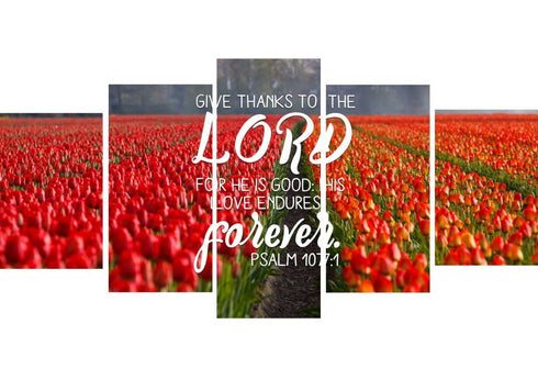 Psalm 107:1 Give Thanks to the Lord Canvas Wall Art Print