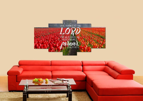 Psalm 107:1 Give Thanks to the Lord Canvas Wall Art Print