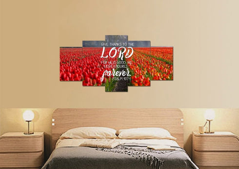 Psalm 107:1 Give Thanks to the Lord Canvas Wall Art Print
