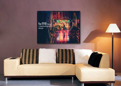 Psalm 119:105 Thy Word is a Lamp unto my Feet Canvas Wall Art Print