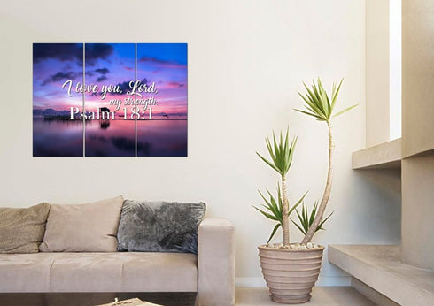 'Psalm 18:1 I Love you Lord, My Strength' Canvas Wall Art Print - Christian Walls