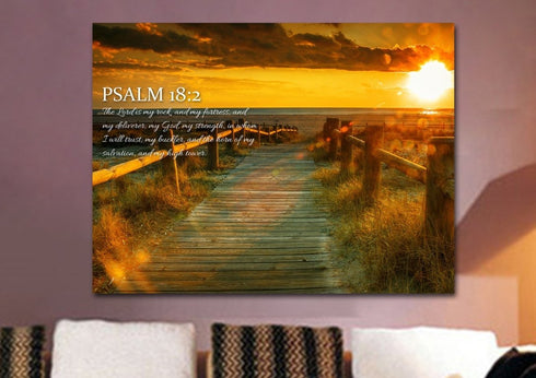Psalm 18:2 The Lord is my Rock Canvas Wall Art Print