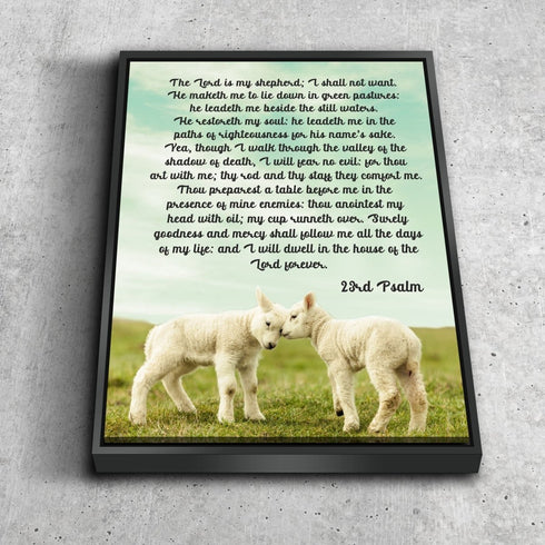 #4 Two Baby Lambs & Psalm 23 The Lord is my Shepherd Canvas Print