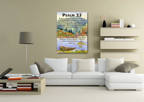 #6 Painted Lake & Psalm 23 The Lord is my Shepherd Canvas Print