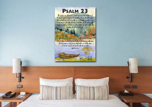 #6 Painted Lake & Psalm 23 The Lord is my Shepherd Canvas Print