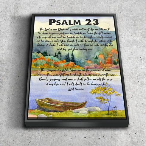 #6 Painted Lake & Psalm 23 The Lord is my Shepherd Canvas Print